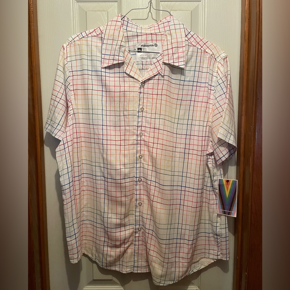 NWT Target #takepride Button Up, Short Sleeve Shirt - size XXL